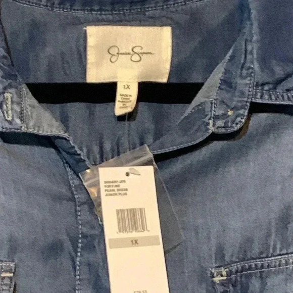 nwt JESSICA SIMPSON chambray SHIRT DRESS 1X (B) - Picture 3 of 7